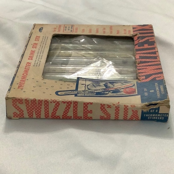 Vintage Swizzle Stix Thermometer drink stir stix. Set of 8. Original box. - Picture 3 of 9
